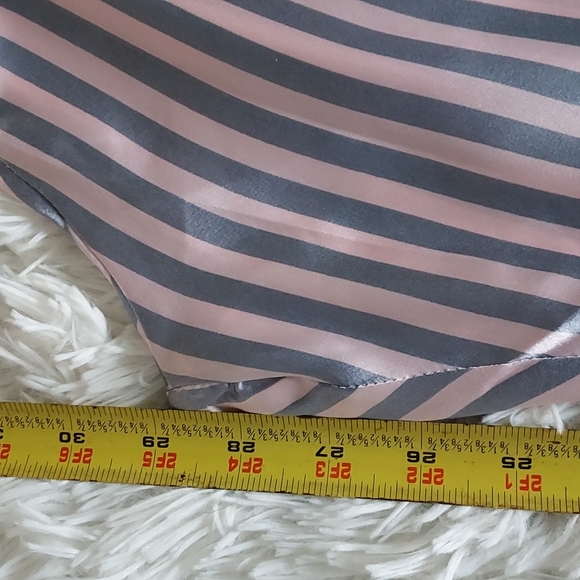 Plus Sz 20 Pajama Set Pink and Grey Stripe Long Pants/Sleeves Satiny Feel - Picture 5 of 11